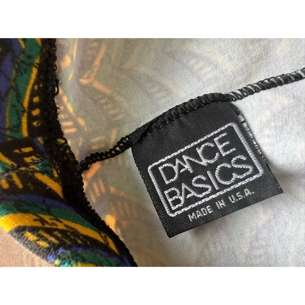 Vintage 80s 90s Dance Basics Teal Geometric Bike Shorts High Waist Cotton M